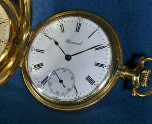 MEN RAILROAD HIGH GRADE USA BOSTON E.HOWARD 14 K GOLD POCKET WATCH