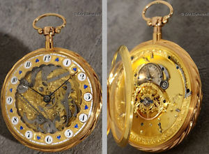 A RARE SKELETONIZED 18K GOLD  QUATER REPEATER, VERY DECORATIVE EXECUTION