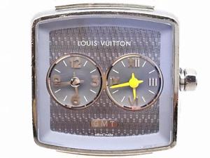 Auth Louis Vuitton Leather Strap Stainless Steel Speedy Duo Watch Silver