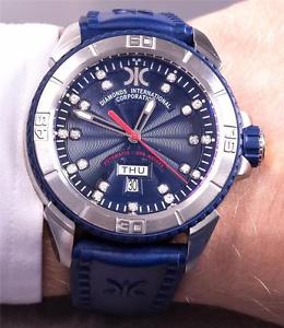 Brand New DIC Blue Steel 45MM Diamond Dial Luxury Sports Men's Swiss Watch