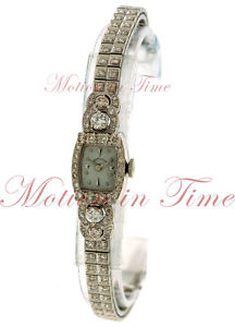 Hamilton Vintage 14kt White Gold Diamond Ladies Watch Mechanical Movement