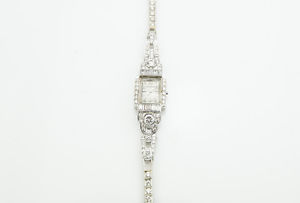 Ladies 1950's Platinum Diamond Wristwatch By Hamilton 4.00Cts