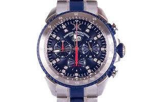 Brand New DIC Steel Blue Rubber Band 45MM Luxury Chronograph Diamond Men's Watch