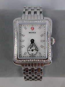 NEW Michele Deco Moderne II Diamond Dial Stainless Steel Watch NIB MWW06Y000014