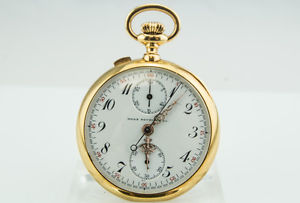 Rare Yellow Gold Split Second Pocket Watch By Haas Neveux Circa 1900
