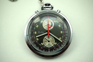 ROLLIE VINTAGE POCKET WATCH CHRONOGRAPH VALJOUX 7733 MOVT 1970'S PULSATION DIAL