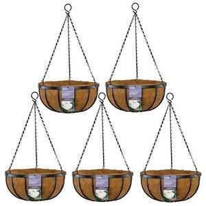 5x Gardman 35cm 35.6cm Géorgien Métal Jardinière Suspendue Noir Plante Coco