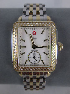 Michele Deco 16 Two Tone Gold Silver Diamond Watch MWW06V000023 Refurbished +Box