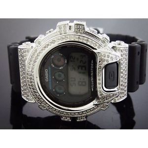 GH-4.50CT Casio G Shock 4.5ct Full Case White Diamonds Watch Black Face G/h Colo
