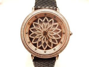 LeVian Limited Edition 4.03 Ct T.W. Diamond Rose Gold Plated Spinner Watch W/Box