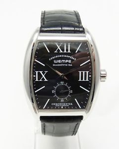 Wempe Glashütte Chronometerwerke Tonneau Edelstahl Handaufzug
