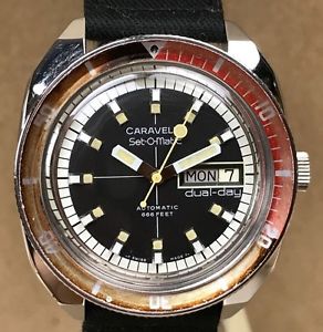 Vintage Bulova Caravelle Set-O-Matic 666 feet Dive Divers Diving
