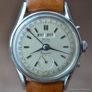 WYLER DYNAWIND TRIPLE CALENDAR AUTOMATIC STAINLESS TWISTED LUGS 34.5MM STAINLESS