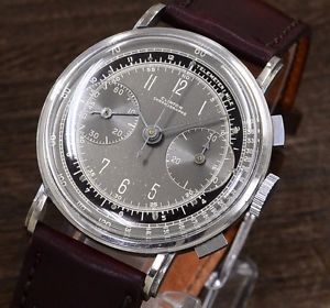 Vintage Clinton Watch Chronograph valjoux-22 Square pusher Grey dial 1940