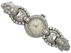Vintage, 2.92 ct Diamond Cocktail Watch in Platinum and 9 ct White Gold