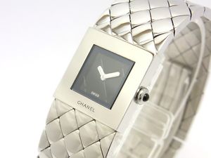 Pre-Owned CHANEL Metalasse Quartz Stainless Steel Black Women's Watch H0009, ML