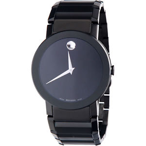 Mens Watch Movado 0606307 Sapphire Black Anodized Stainless Steel Sapphire Museu