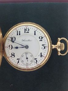 Hamilton Grade 973 Solid 14K Gold Pocket Watch Runs Nice.
