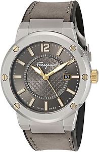 Salvatore Ferragamo Men's 'F-80' Swiss Quartz Stainless Steel and Leather... New