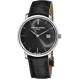 Frederique Constant Men's 40mm Automatic Black Calfskin Date Watch FC-306G4S6