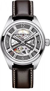 Hamilton Khaki Skeleton Swiss Automatic Analog Silver Dial Men's Watch H7... New