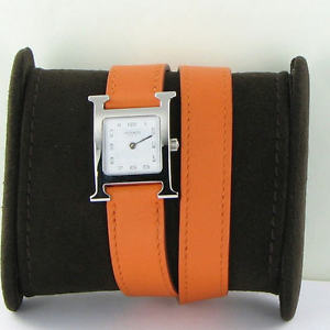 Hermes H Hour PM White Dial Orange Double Tour Strp Watch HH1.210.131/WOR $2575