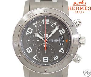 Auth HERMES Clipper Diver Mechanical CP2.941 Titanium x SS Automatic Men's watch