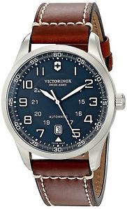 Victorinox Men's 241507 AirBoss Stainless Steel Watch with Brown-Leather ... New
