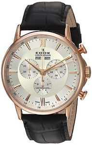 Edox Men's 'Les Bemonts' Swiss Quartz Stainless Steel and Leather Dress W... New