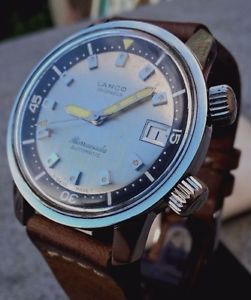 Vintage diver Lanco Barracuda Super Compressor two crowns
