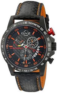 GV2 by Gevril Men's 9902 Scuderia Analog Display Swiss Quartz Black Watch NEW