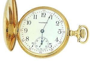 Mint 1912 Waltham AWW Antique 14k Solid Gold Full Hunter Pocket Watch 14s