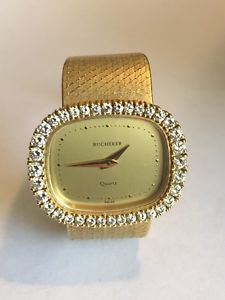Exquisite Vintage Bucherer lady's 18K gold 58. Grams, 36 VS1 Diamond Wristwatch