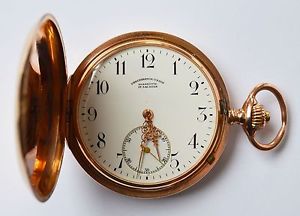 Uhrenfabrik-Union Glashütte Taschenuhr Savonette Herren 14 Karat 585 Rotgold