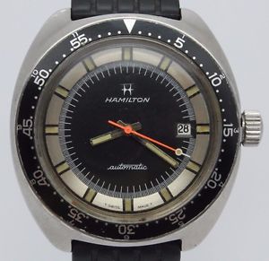 VINTAGE 1970's Hamilton Pan Europ 41mm Steel Divers Automatic Watch 64065-3