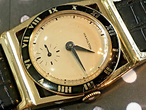 Vintage Hamilton Piping Rock Watch Art Deco 1940's Original Model Solid Gold 14K