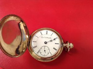 VINTAGE ELGIN B W RAYMOND 14 KT. GOLD POCKET WATCH 18s HUNTER CASE L@@K  NO RESV