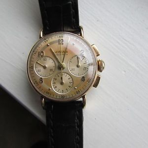Vintage 40s Lemania Chronograph 14k YG FREE SHIPPING