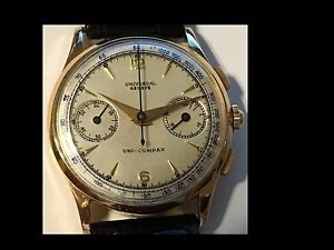 VINTAGE 18K PINK GOLD UNIVERSAL GENEVE UNI COMPAX  CHRONOGRAPH