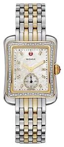 NEW MICHELE DECO MODERNE II 16 DIAMOND,TWO-TONE MOP DIAL WATCH MWW06Y000016