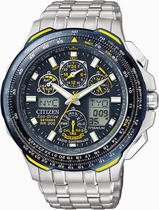 Citizen Mens JY005055L Blue Angels Skyhawk A-T Titanium Eco-Drive Watch Gift Box