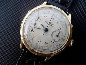 Eberhard orologio chrono cronografo extra fort oro 18k gold ca 1600 monopulsante