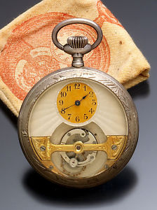 Antique  .900 Fine Silver Tourbillion Pocket Watch CA1895 Mint Condition