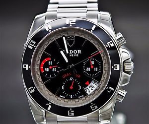 TUDOR GRANTOUR CHRONOGRAPH BLACK DIAL WATCH SS 20350N