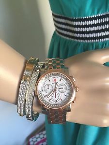 "NEW COLLECTION" NWT MICHELE SPORT SAIL 2 TONES DIAMONDS WATCH MWW01C000135