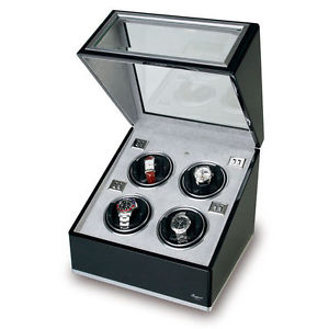 Rapport London Rapport Optima Ebony & Aluminum Quad Watch Winder