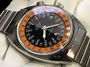 Vintage Glycine Airman SST Wristwatch Pumpkin 24hr dial Military watch Mens Rare