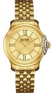 Bulova Accu Swiss Bellecombe Women's Quartz Watch With Yellow Dial Analogue And