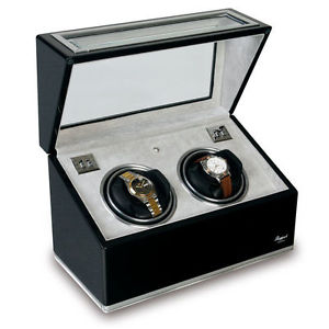 Rapport London Rapport Optima Ebony & Aluminum Double Watch Winder