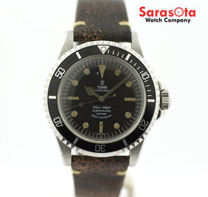 Tudor Submariner 7928 Black Dial Stainless Steel Leather Automatic Men's Watch